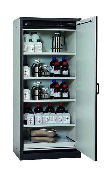 asecos Sicherheitsschrank Q-CLASSIC-30, Q30.195.086.WDR in reinweiß RAL 9010 mit 4x Fachboden (Stahlblech), 31009-070-30044