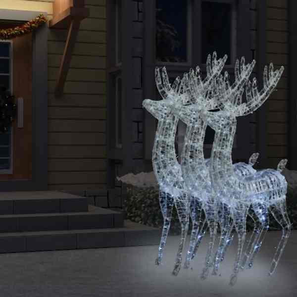 vidaXL XXL Rentiere Weihnachtsdekoration Acryl 250 LED 3 Stück 180 cm, 3154358