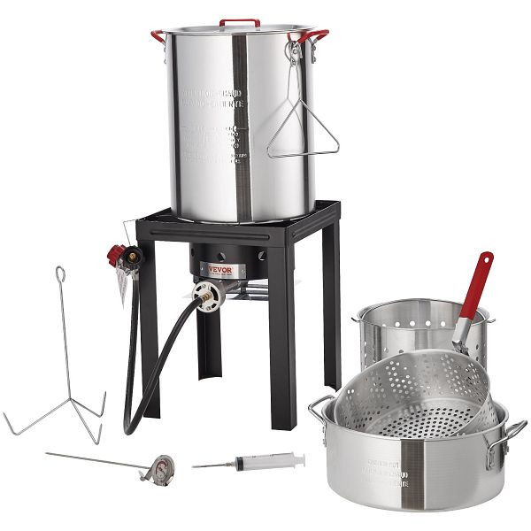 VEVOR 30Qt Turkey 10Qt Fischfritteuse Propankessel Dampfgarer Suppentopf Outdoor, HJYZGTZ30QT1068ZRV0