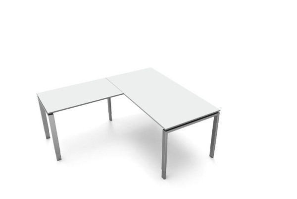 Kerkmann Schreibtisch, B 1600 x T 800 x H 680-820 mm mit Anbautisch, Form 5, Farbe: lichtgrau, (Montage), 11414311-1