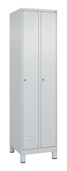C+P Umkleidespind Classic PLUS, Füße, 2 Abteile, 1950x500x500mm, 7035/7035, Zylinderschlösser, 080010-29 S10024