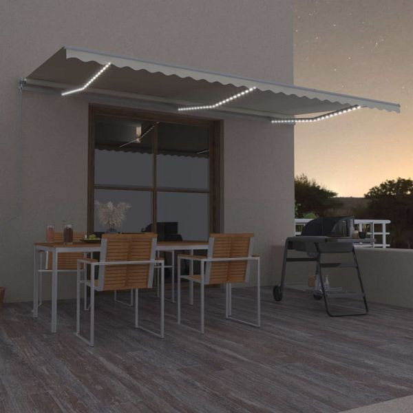 vidaXL Markise Manuell Einziehbar mit LED 600x300 cm Creme, 3068962