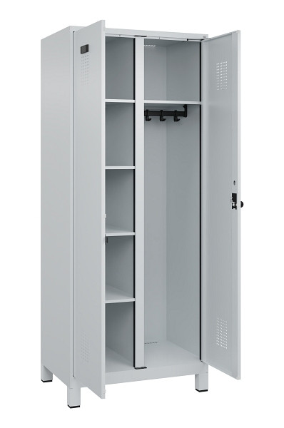 C+P Wäsche-/Garderobenspind Evolo PLUS, mit Füßen, 2 Abteile, 1950x800x500mm, 7035, Frontfarbe RAL 7035 Lichtgrau, Drehriegel, 049610-22 S10013
