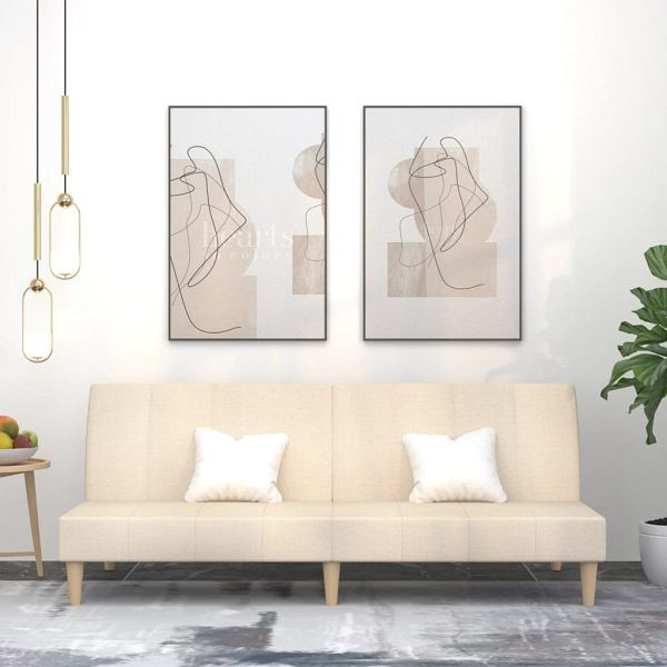 vidaXL Schlafsofa 2-Sitzer Creme Stoff, 375868, 8721012380219
