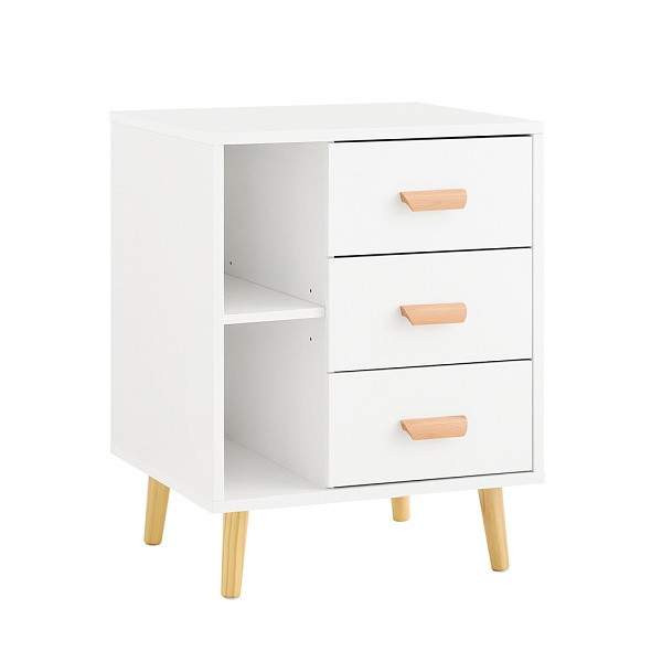 SoBuy Nachttisch mit 3 Schubladen Weiß 48x40x60 cm, Modern, FBT95-W