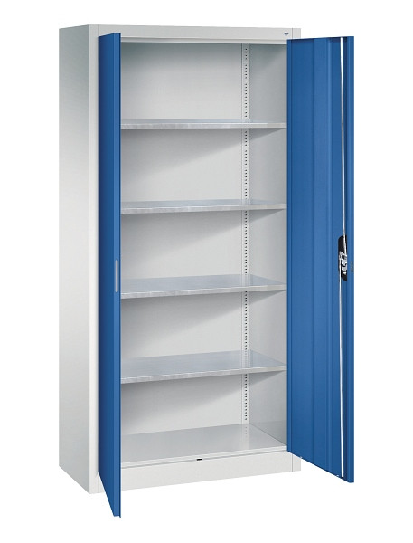 C+P Flügeltürenschrank Acurado, H1950xB930xT400mm, 7035/5010, Traglast 70 kg, 8920-00 S11234