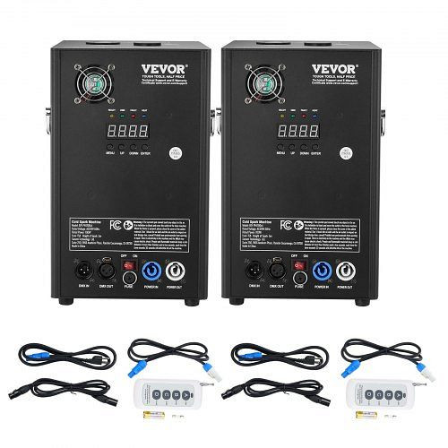 VEVOR 2x Funkenmaschine 700 W Aluminiumlegierung DMX Controller Einstellbar 2–5m 7 min pro Nachladen Ideal für Hochzeit, DJ Show, YHKZQ700W2GW3M5O4V2