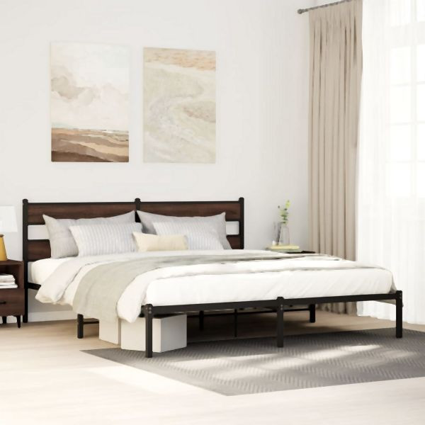 vidaXL Bettgestell ohne Matratze mit Kopfteil Braun Eiche 183x213 cm, 4017156