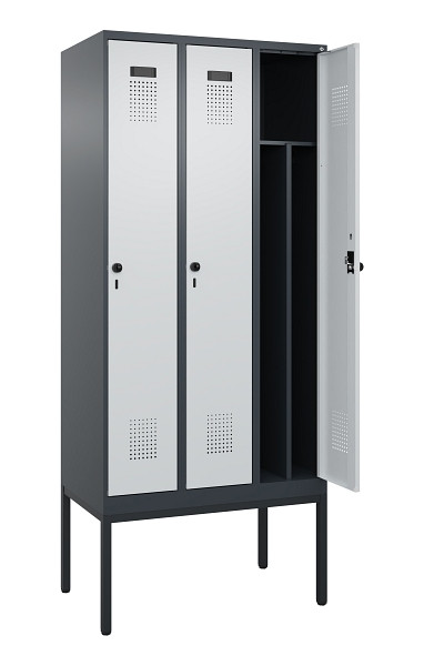 C+P Spind Evolo PLUS, Gestell, 3 Abteile, 2120x900x500mm, 7016/7035, Verschluss Drehriegel, 0490307-30F S10017