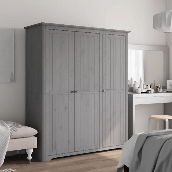 vidaXL Kleiderschrank BODO Grau 146x53,5x173 cm Massivholz Kiefer, 355064