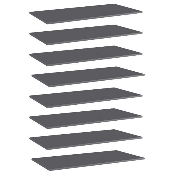 vidaXL Bücherregal-Bretter 8 Stück Hochglanz-Grau 80x30x1,5 cm, 805329