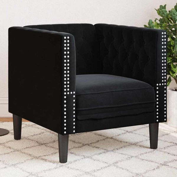 vidaXL Chesterfield Sofa Stuhl Schwarz 71 x 74.5 x 70.5 cm Samt, 42013018