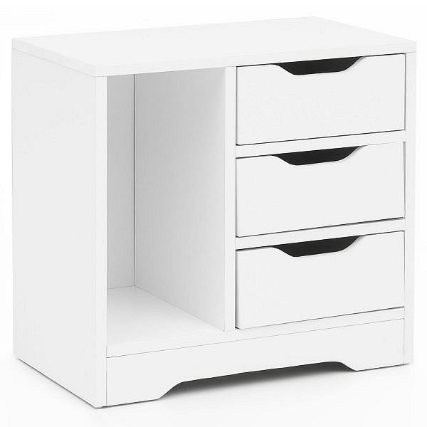Wohnling Nachtkonsole 49x50x30 cm Weiß Matt 3 Schubladen 1 Ablagefach, WL5.708