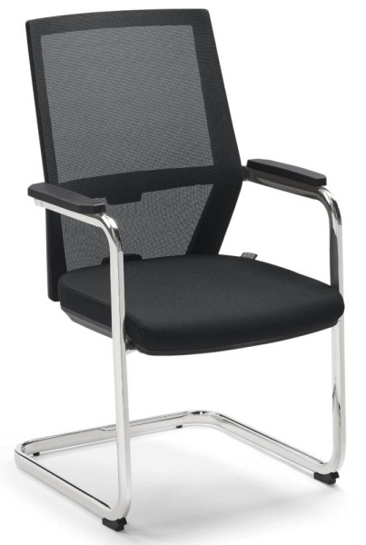 Deskin Besucherstuhl DV 210 FS NET, Schwarz, 600 x 540 x 975 mm, Gestell: Verchromt, 349229