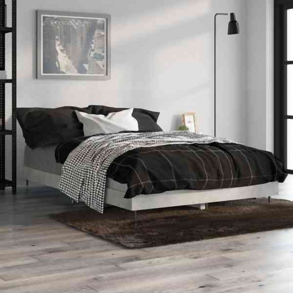 vidaXL Bettgestell Betongrau 120x190 cm Holzwerkstoff, 832193