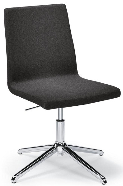 Deskin Konferenzstuhl TURN mit Gleitern, Fußkreuz Aluminium poliert Bezug Stoff Filz L, Farbe anthrazit, ohne Armlehnen, 278958