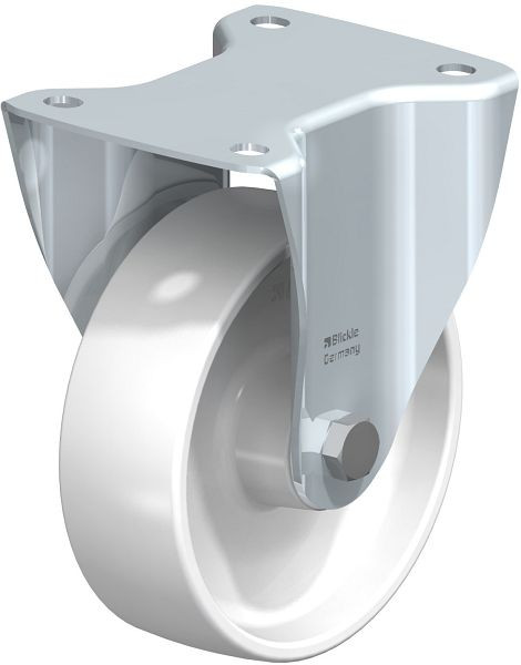 Blickle B-PO 150XR Stahlblech-Bockrolle, mittelschwere Ausführung, mit Anschraubplatte, Polyamid, Weiß, 22376