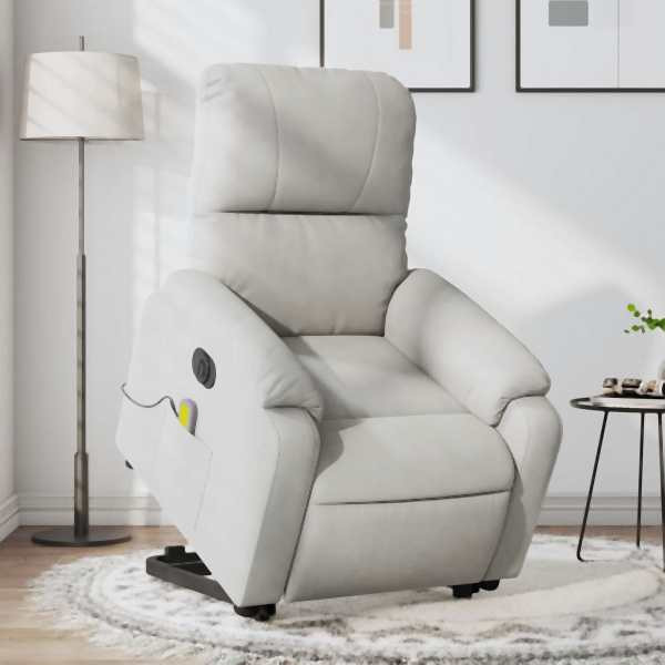 vidaXL Massagesessel Aufstehhilfe Elektrisch Hellgrau Mikrofasergewebe, 3204951