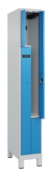 C+P Z-Spind Evolo PLUS, Füße, 2 Fächer, 1950x300x500mm, 7035/5012, Zylinderschloss, 049013-102 S10034