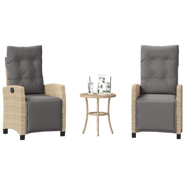 vidaXL 3-tlg. Bistro-Set mit Kissen Beigemischung Poly Rattan, 365253