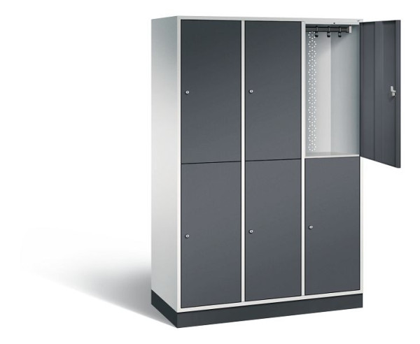 C+P Spind doppelstöckig XL Intro, H1950xB1220xT490mm, Farbe: Lichtgrau / Schwarzgrau, 8270-302 S10062