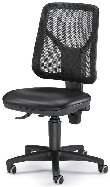 Deskin Arbeitsstuhl TEC 80 mit Hartbodenrollen, Polyamid-Fußkreuz schwarz, Bezug Polyurethanschaum, schwarz, 258242