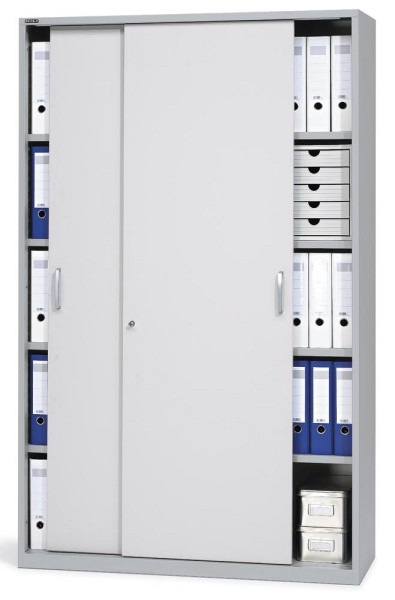 Deskin Schiebetürenschrank CONCEPT LINE, Dekor lichtgrau, Korpus Metall Alusilber, B 1200 x H 1900 x T 420 mm, 270272