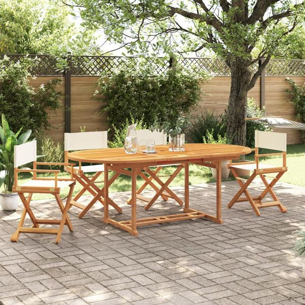 vidaXL Klappbare Gartenstühle 4 Stück Cremeweiß Stoff, 3208910