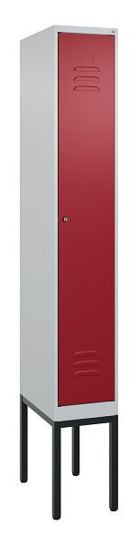 C+P Umkleidespind Classic PLUS mit Mitteltrennwand, Gestell, 2120x300x500mm, 7035/3003, Zylinderschloss, 0800307-10F S10016