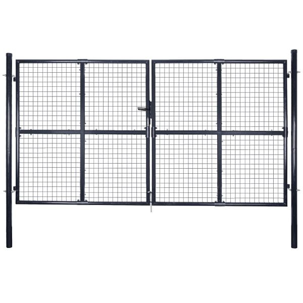 vidaXL Mesh-Gartentor Verzinkter Stahl 289 x 175 cm Grau, 143366