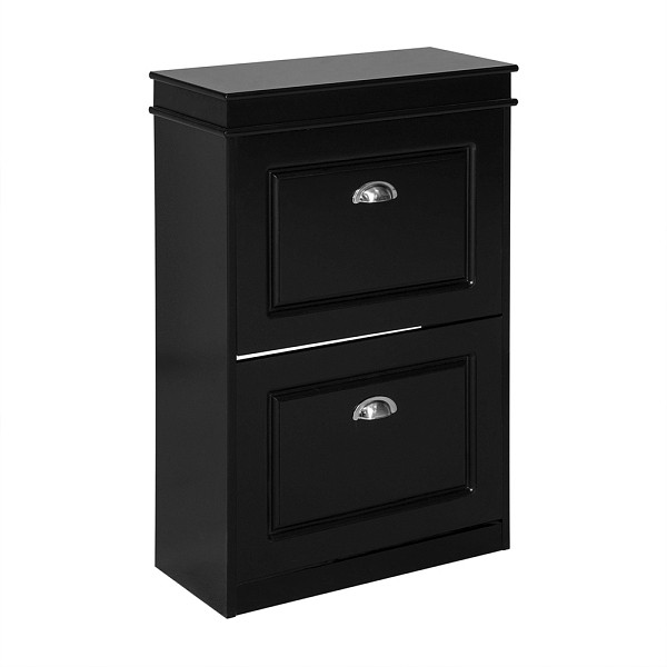 SoBuy Schuhschrank mit 2 Türen Schwarz 54x24x83 cm, Modern, FSR78-SCH
