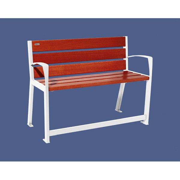 STEIN HGS PROCITY® Bank Silaos® für Senioren Holz & Stahl / 1200mm und 1800 mm, Mahagoni, RAL 9010, 1200 mm, 78367.0015