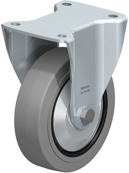 Blickle BH-POEV 160K-SG-FA Stahlblech-Bockrolle, Schwerlast-Ausführung, mit Anschraubplatte, Elastik-Vollgummi, Grau, 560250