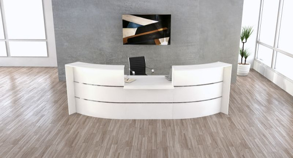 Kerkmann Bari Bogentheke mit Niedrig-Modul, B 3575 mm x T 1225 mm x H 1120 mm, Farbe: weiß, 21354210