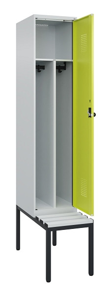 C+P Spind Evolo PLUS, 1 Abteile, 2120x400x815mm, 7035/0024, Haken 4, Drehriegel, Sitzfläche Kunststoff, Sitzbank, Trennwand, 0490507-12F S10069