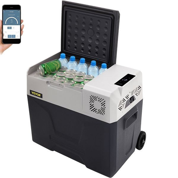 VEVOR 50L Autokühlschrank Kompressorkühlbox Edelstahl Urlaub Isolierbox Mini Kühlschrank Kühlbox Auto und Steckdose, BX-YSSCZBXSH-XC50V2