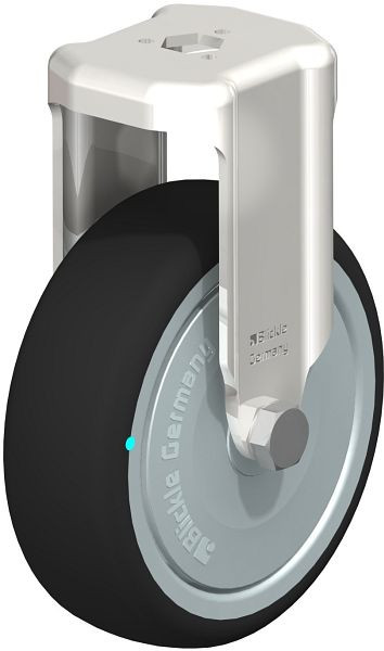 Blickle BKRXA-PATH 101KD-FK Edelstahl-Apparate-Bockrolle mit Rückenloch, Thermoplastisches Polyurethan, Grau, 760735