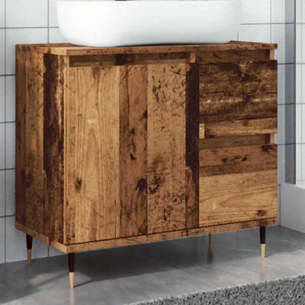 vidaXL Badschrank Altholz-Optik 65x33x60 cm Holzwerkstoff, 857223