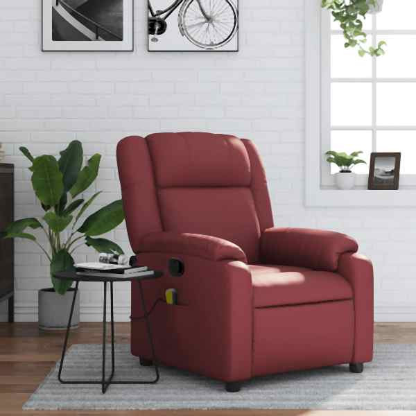 vidaXL Massagesessel Weinrot Kunstleder, Füllung: Schaumstoff, 373533