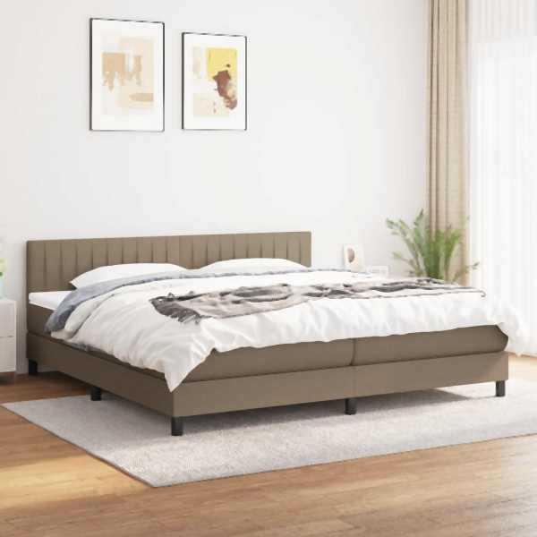 vidaXL Boxspringbett mit Matratze Taupe 200x200 cm Stoff, 3140245