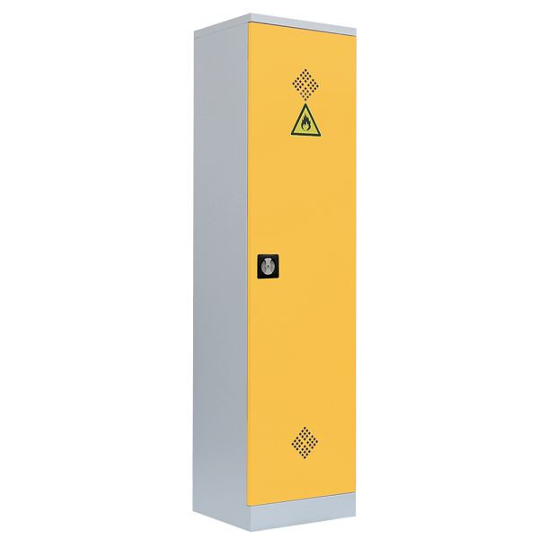 Lüllmann Umweltschrank, 1 Tür, 4 Wannenböden, 1950 x 500 x 422 mm, lichtgrau/rapsgelb, 566246