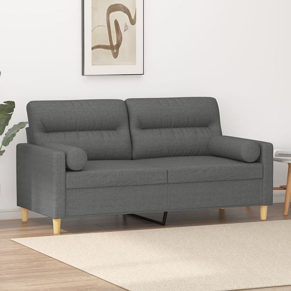 vidaXL 2-Sitzer-Sofa mit Zierkissen Dunkelgrau 140 cm Stoff, 3200822
