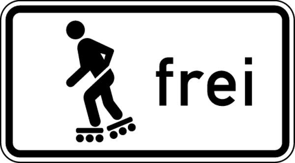 Schilder Klar Inline Skater frei, 420x231x2 mm Aluminium 2 mm, reflektierend Typ I, 10201320
