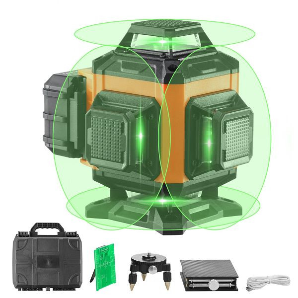 VEVOR Kreuzlinienlaser 30m Lasernivellier 520nm±10nm ±0,28cm bei 10m ±3° Staub- & Wasserdicht inkl. Lithiumbatterie Typ-C-Leitung, XJGSPY100FT16GSIAV9