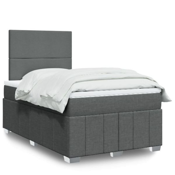 vidaXL Boxspringbett mit Matratze Dunkelgrau 120x200 cm Stoff, 3293929