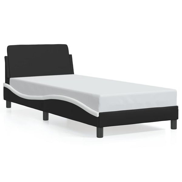vidaXL Bettgestell mit Kopfteil Schwarz und Weiß 90x190 cm Kunstleder, 373103