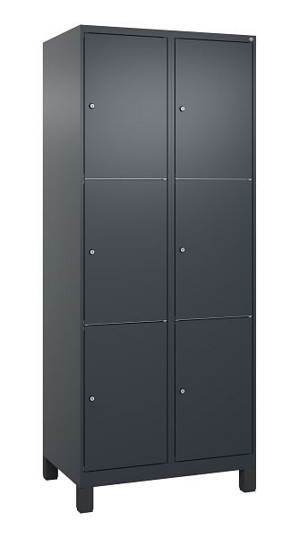 C+P Schließfachschrank Classic PLUS, Füße, 2 Abteile mit je 3 Fächern, 1950x800x500mm, 7016/7016, 080010-223 S10012