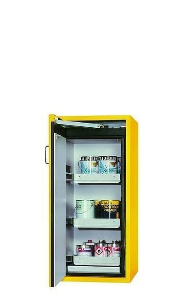 asecos Sicherheitsschrank S-CLASSIC-90, S90.129.060.WDAS in sicherheitsgelb RAL 1004 mit 3x Auszugswanne Standard (Stahlblech), 30239-002-30722