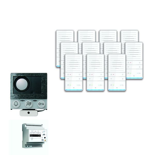 TCS Türkontrollsystem audio:pack Einbau für 11 Wohneinheiten, mit Einbaulautsprecher ASI12000, 11x Freisprecher ISW5031, Steuergerät BVS20, PAIF110/002