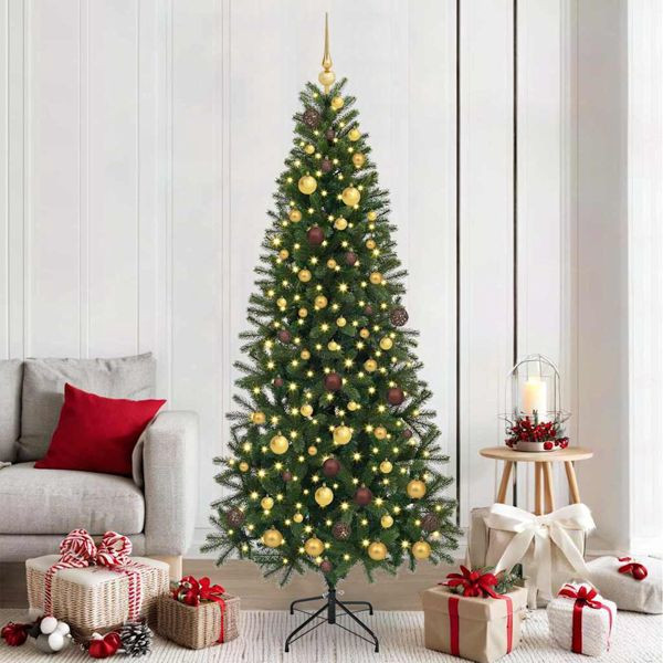 vidaXL Künstlicher Weihnachtsbaum mit 300 LEDs Grün 210 cm PE und PVC, 3397364